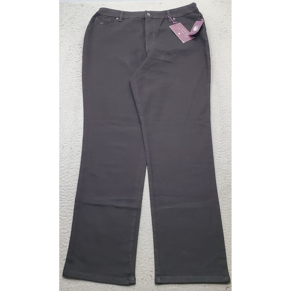 Gloria Vanderbilt Amanda Jeans Womens 16 Black Embroidered Pocket Straight Leg